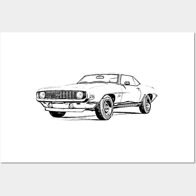 Camaro 69 Wireframe Wall Art by Auto-Prints